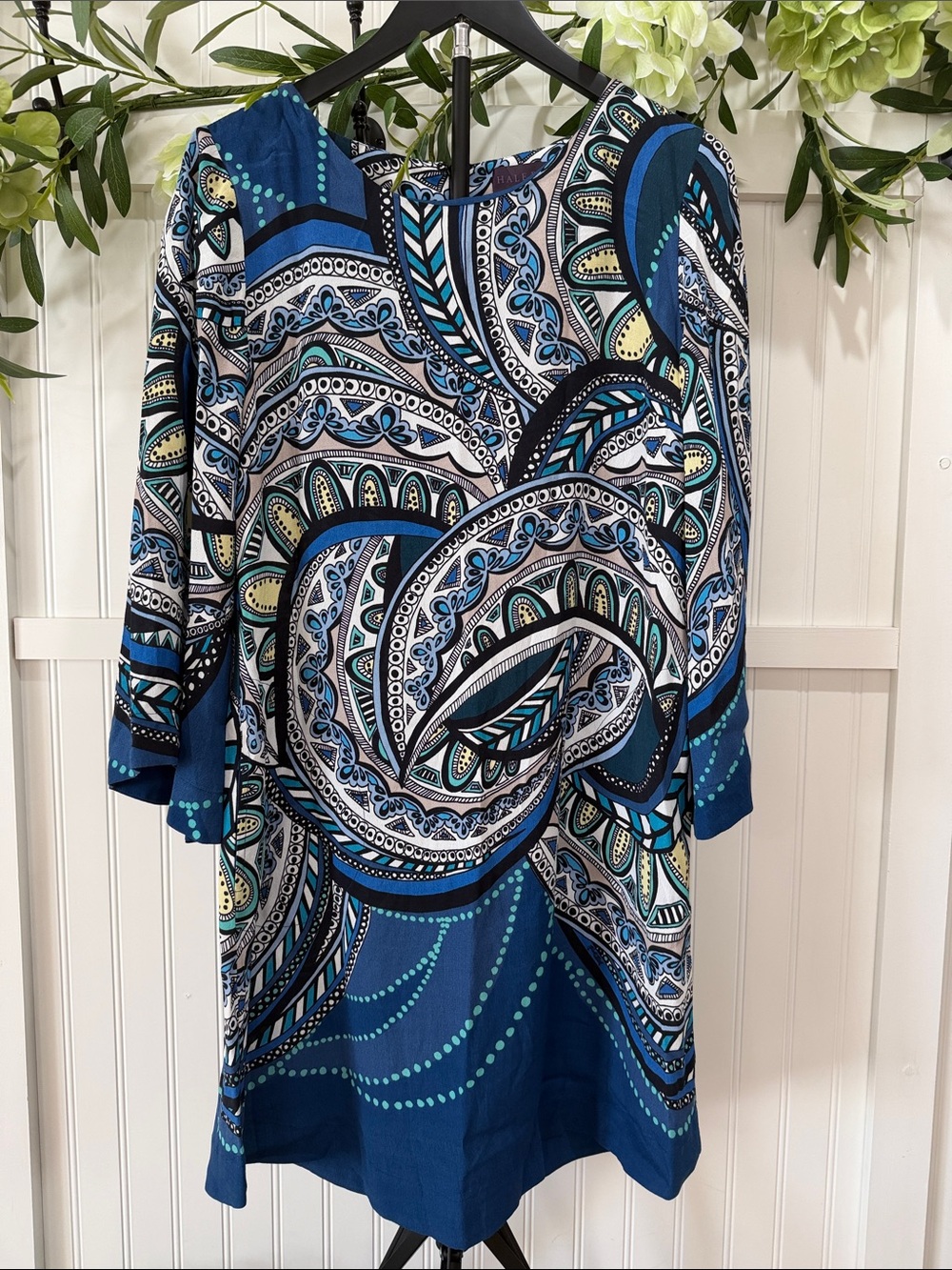#912 HALE BOB Gorgeous Blue Paisley Mini Dress